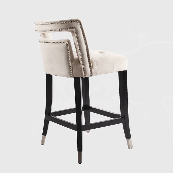 2 pcs Set 26 inch Suede Velvet Barstool with nailheads