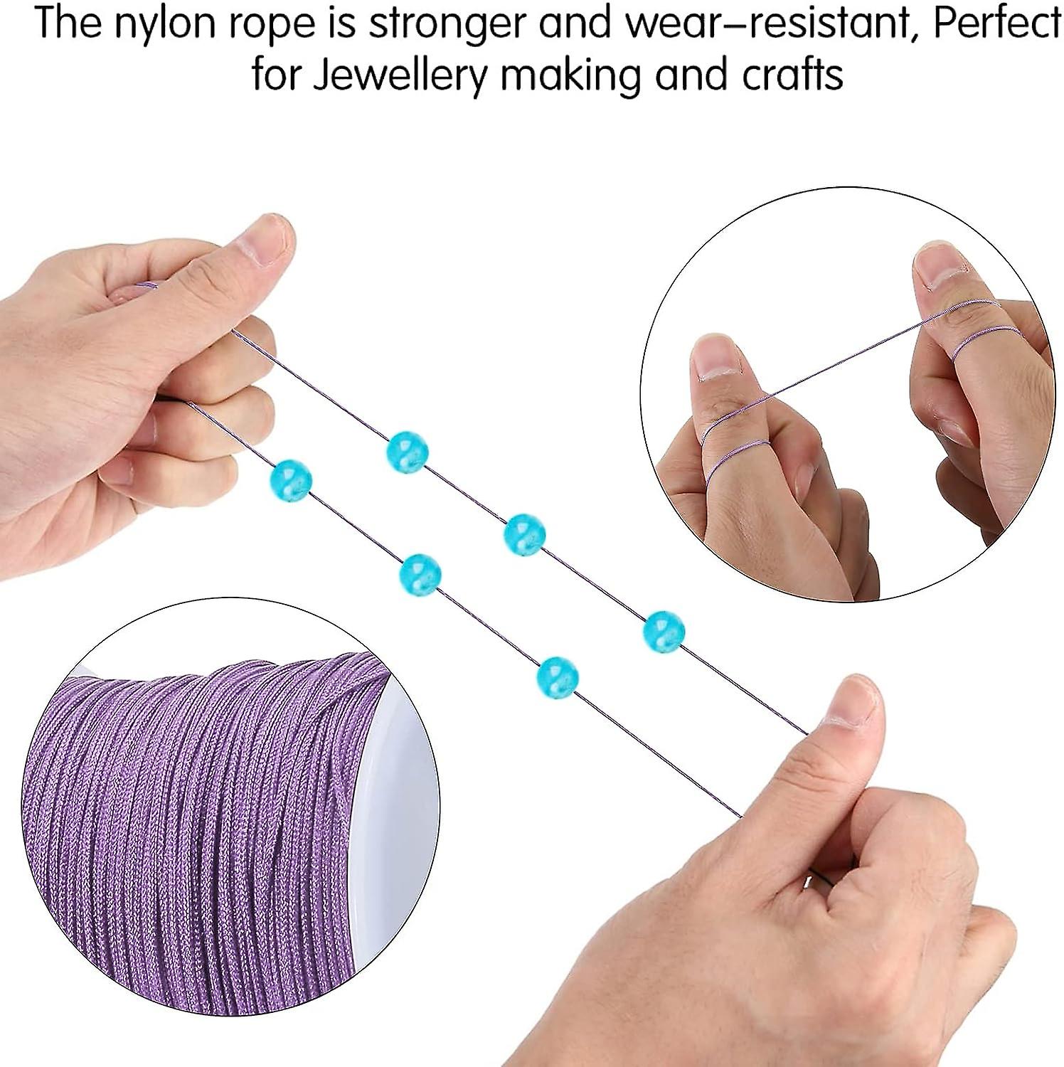 0.8mm Nylon Cord， Thread Chinese Knot Macrame Rattail Bracelet Braided String (light Purple)