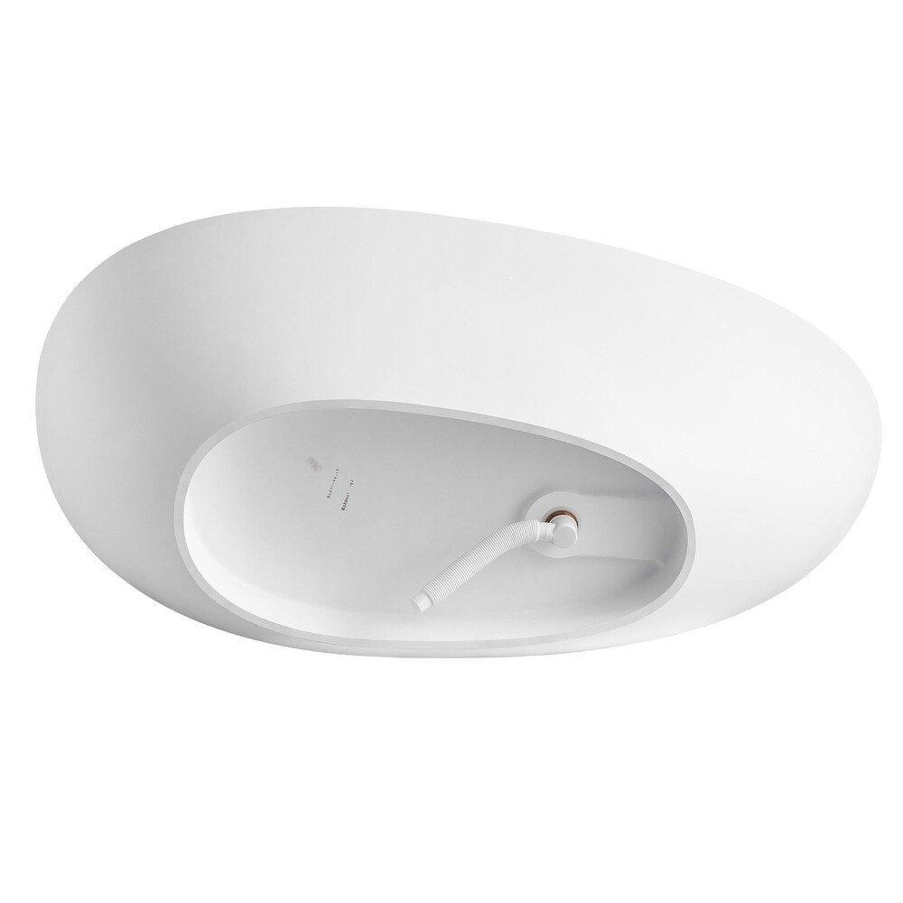 67 in. W Solid Surface Freestanding Flatbottom Soaking Bathtub