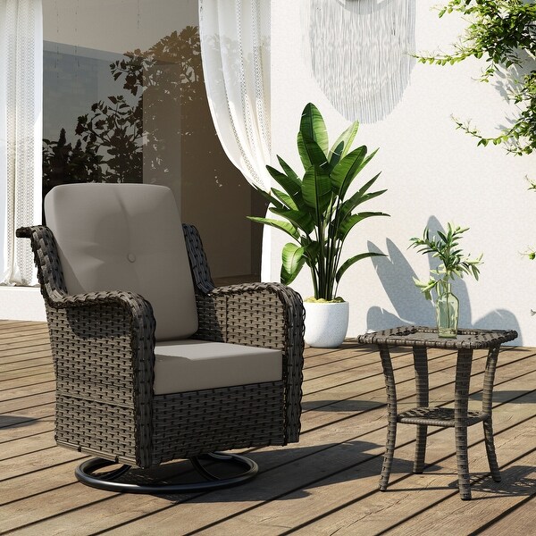 Outdoor Rattan Swivel Gliders Rocking Chair