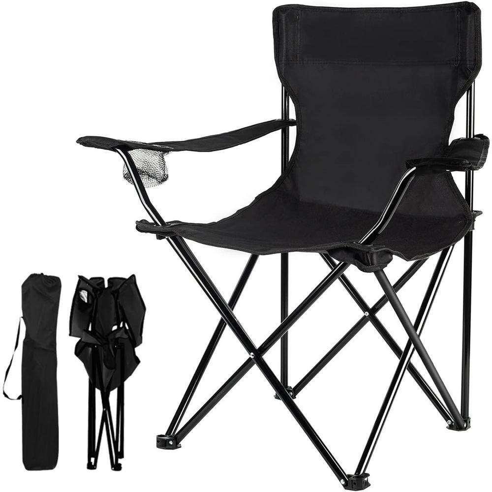 TIRAMISUBEST Lightweight Camping Chairs Folding Chairs Portable Lawn Chairs Fold Up Patio Chair Black FNCHARCAMP01B