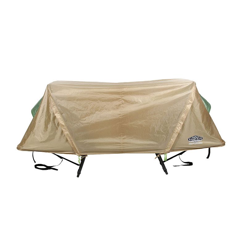 Kamp-rite Original Quick Setup 1 Person Cot， Lounge Chair， And Tent， Green and Tan