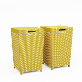 Furniture of America Limewood 120 Gal. Yellow and White Outdoor Trash Can (Set of 2) IDF-OA1863YW-2P