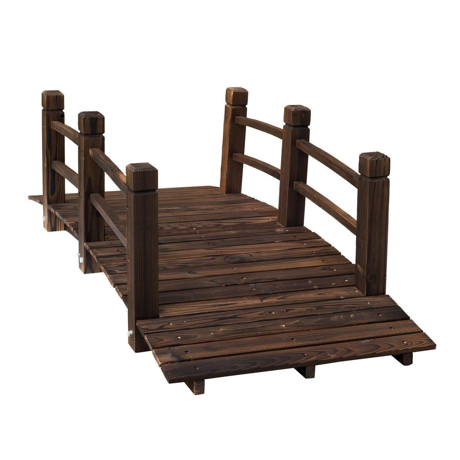 Outsunny 5 ft Wooden Garden Bridge Arc Stained Finish Footbridge