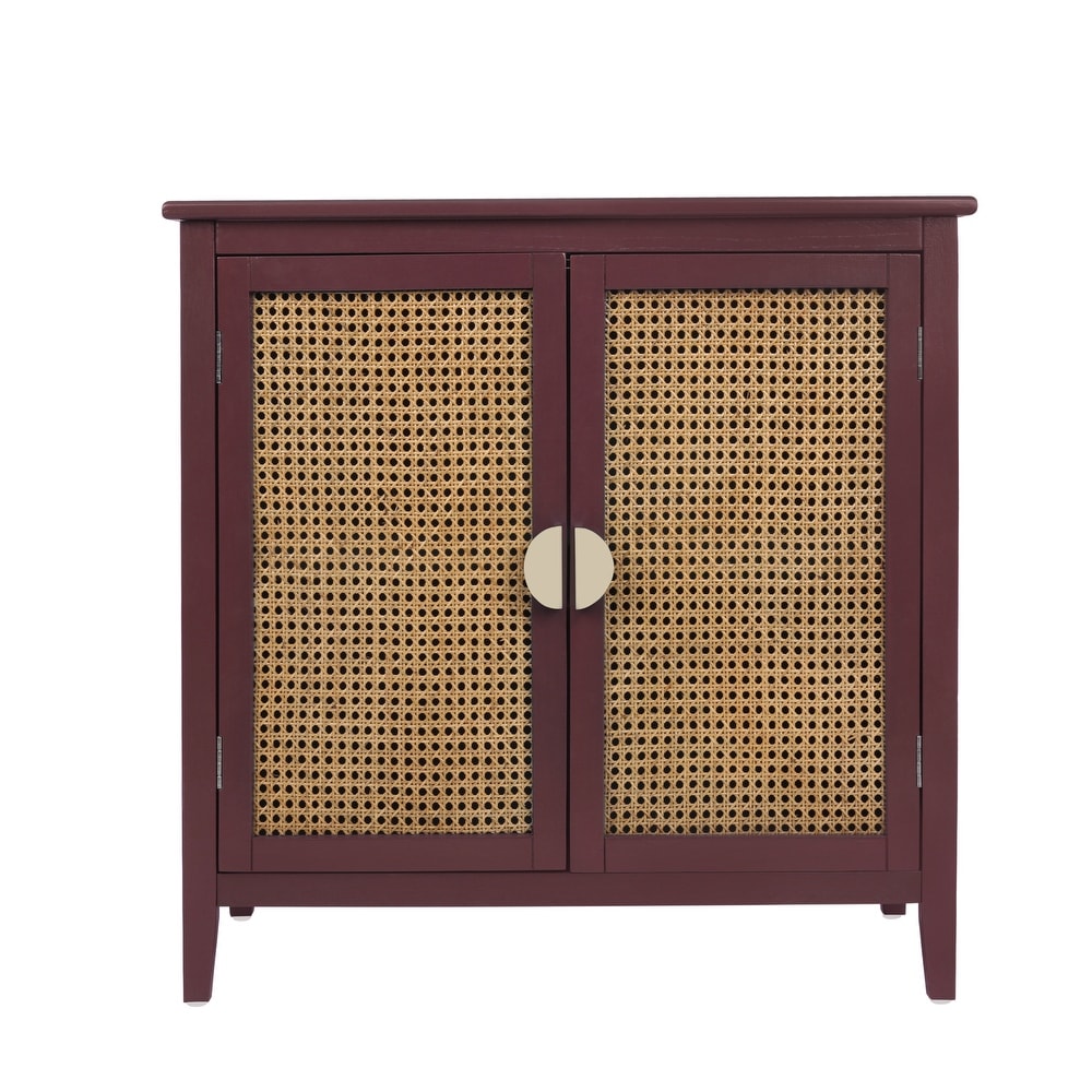 Wooden 2 Door Naturel Rattan Cabinet   31.5\