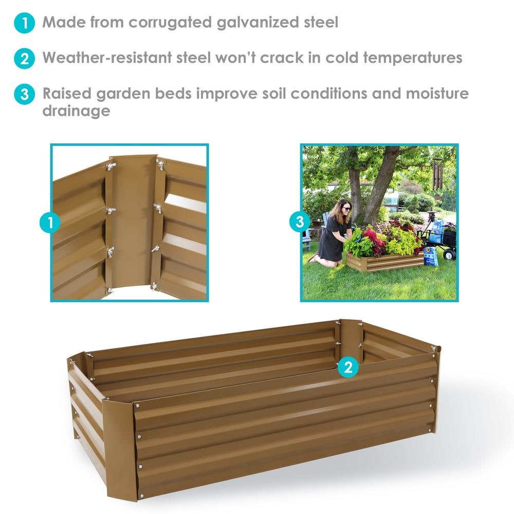 Sunnydaze Decor 48 in. Brown Rectangular Galvanized Steel Raised Beds (2-Pack) HB-529-2PK