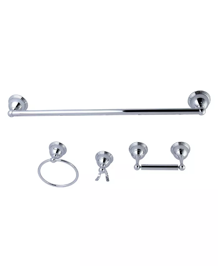 Kingston Brass Restoration 4-Pc. Towel Bar Bathroom Hardware Set in Polished Chrome