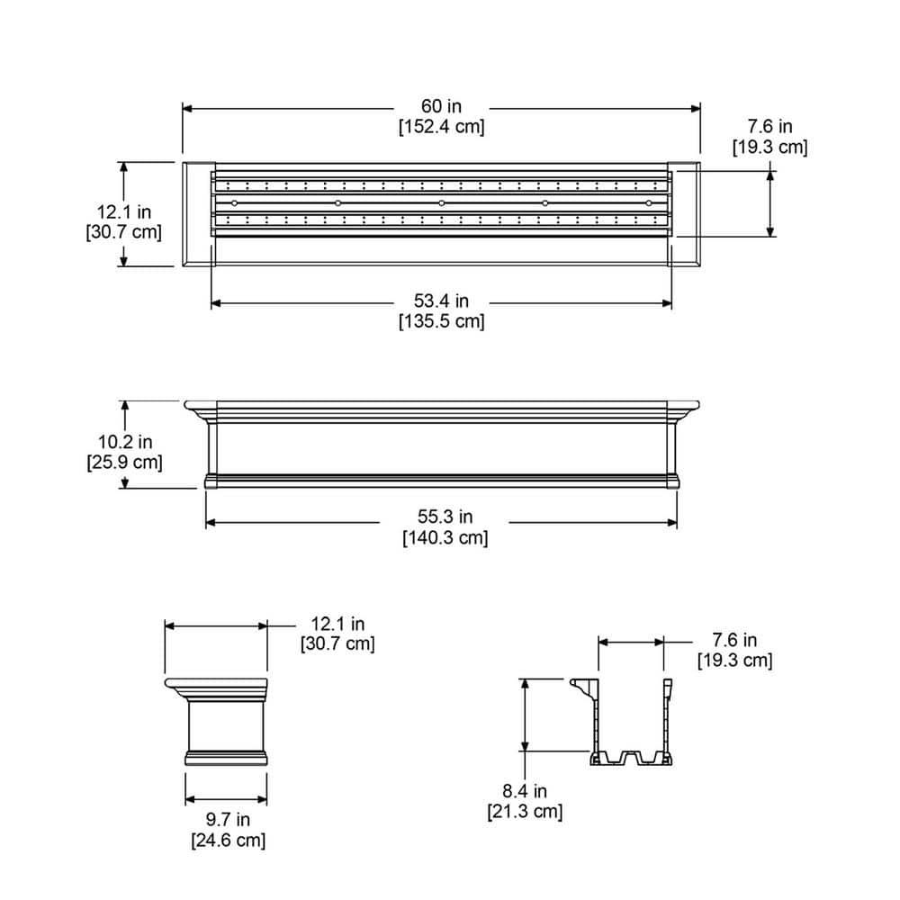 Mayne Yorkshire 60 in. x 12 in. Self Watering White Vinyl Window Box 4825W