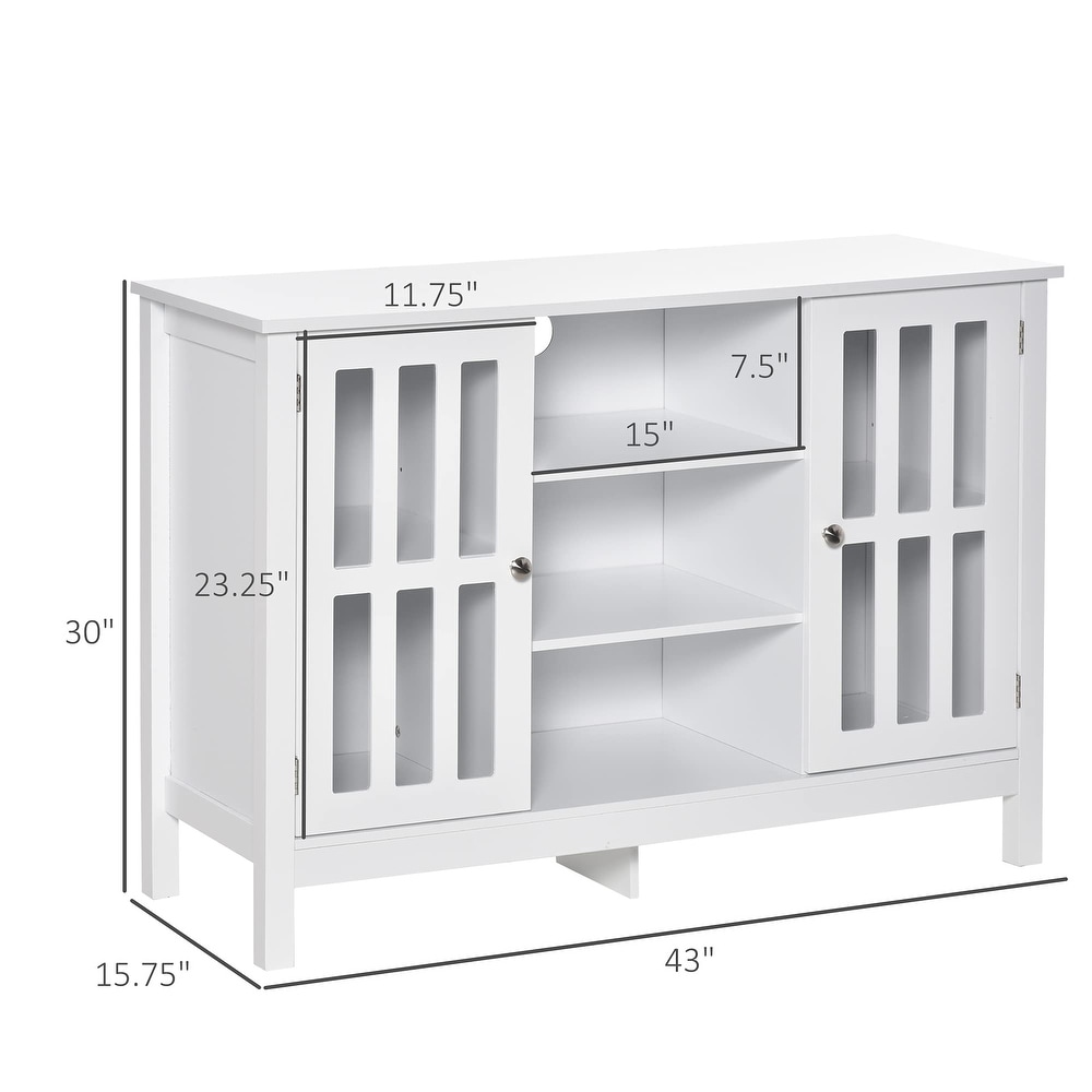 Sideboard  Buffet Cabinet  Coffee Bar Cabinet  Kitchen Cabinet with Storage Shelves  Slatted Framed Doors and Cable Management