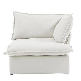 Magic Home 2-Piece Down Filled Comfort Overstuffed Linen Cover Removeable Modular Living Room Set (1-Seater plus Loveseat ) White CS-SM000297AAE