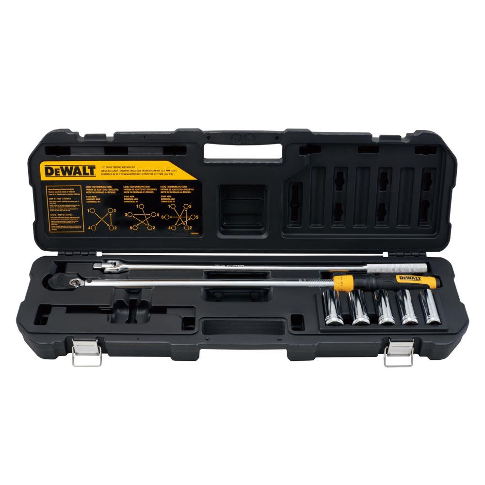 DEWALT 1/2 Drive Torque Wrench Tire Change Kit 7pc ;