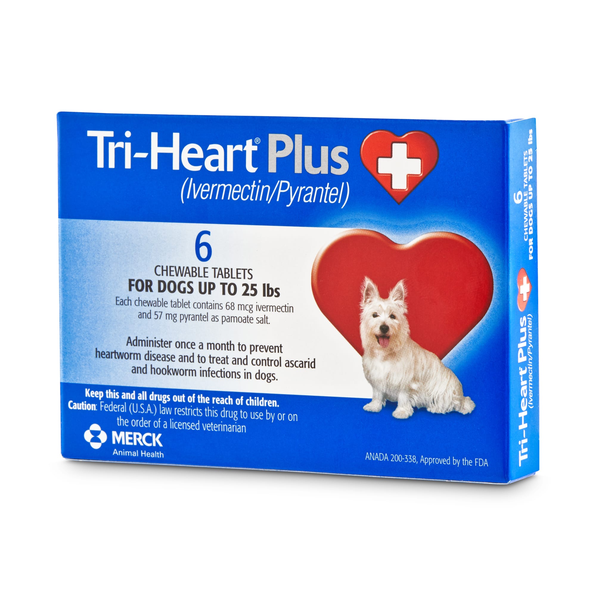 Tri-Heart Plus Chewable Tablets for Dogs Up to 25 lbs， 6 Month Supply