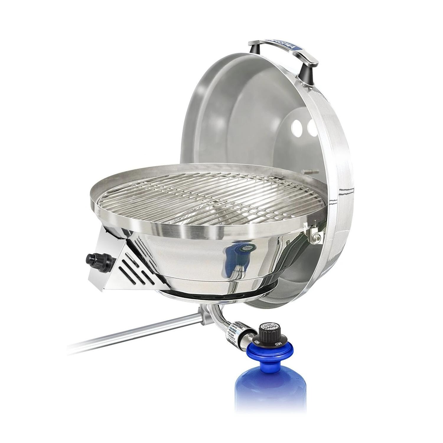 Magma Original Size Marine Kettle 3 Combination Stove and Gas Grill on Round Rail Mount