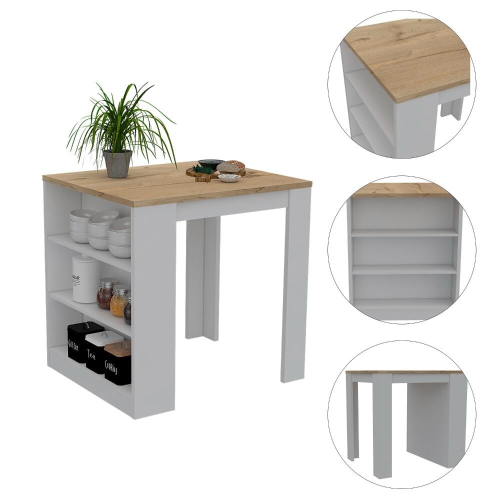 3 Shelf Kitchen Island with Storage Legs