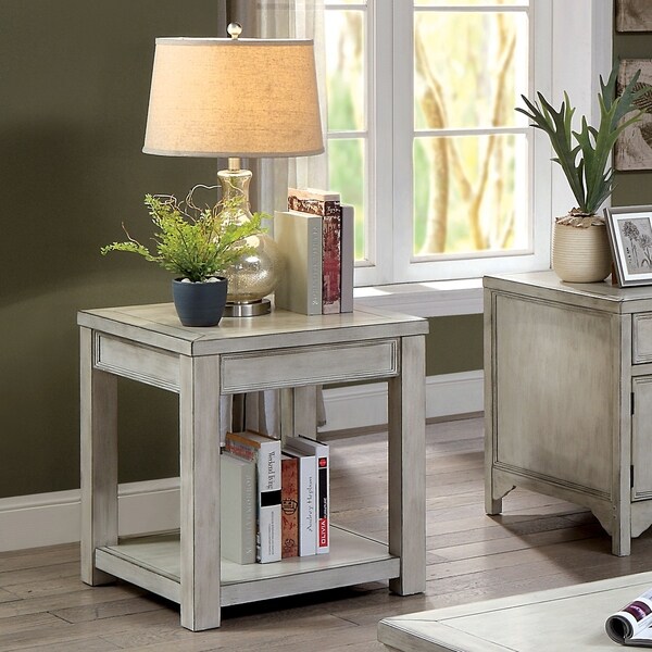 Furniture of America Sema Rustic 22-inch Solid Wood 1-shelf Side Table