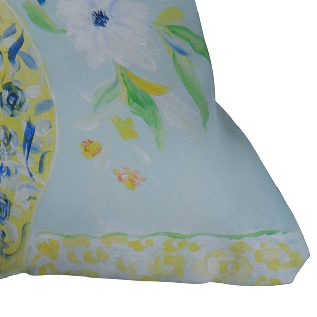 Nadar Musa Fresh Green Chinoiserie Square Throw Pillow Blue Deny Designs