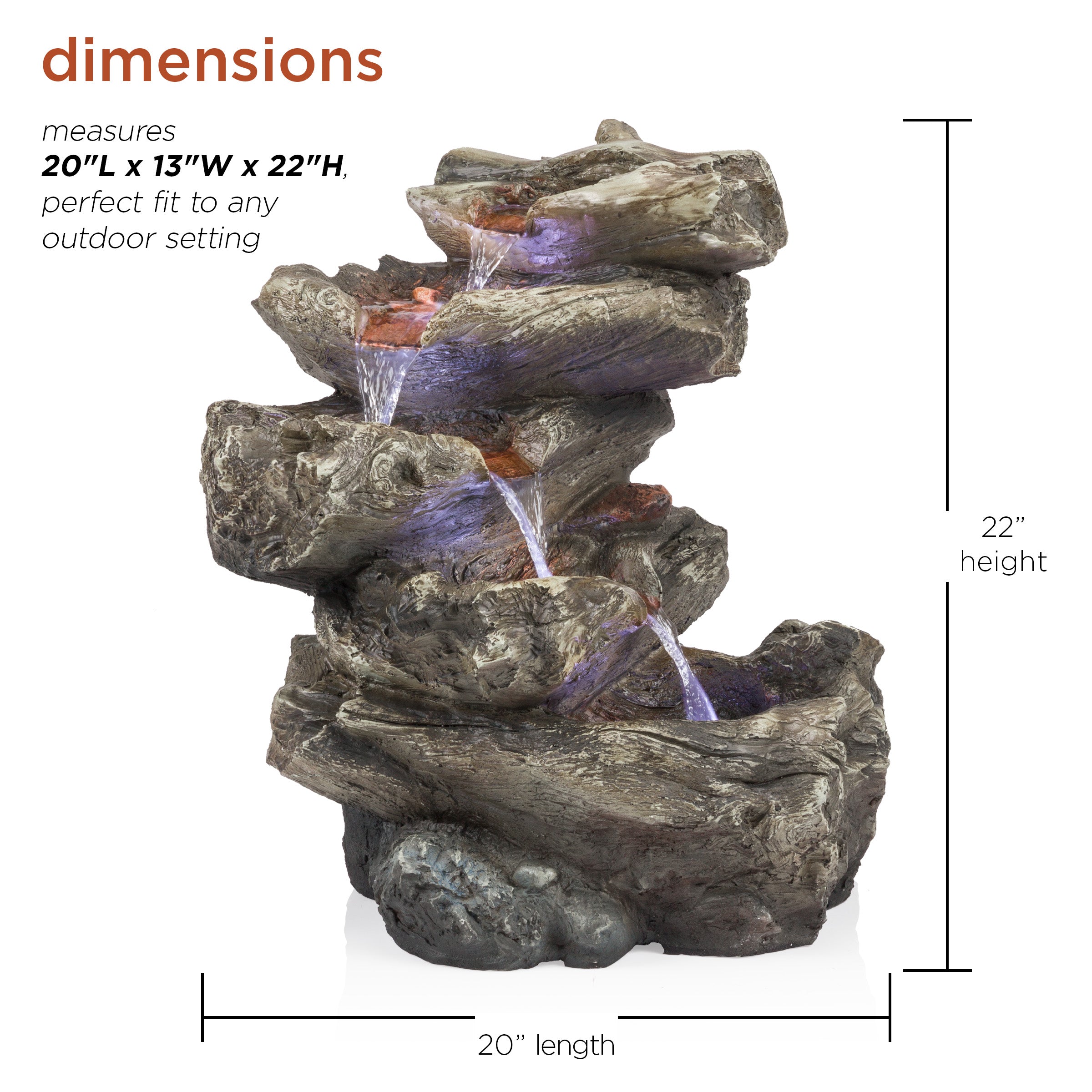 Alpine Corporation Rainforest 5-Tier Fountain with LED Light