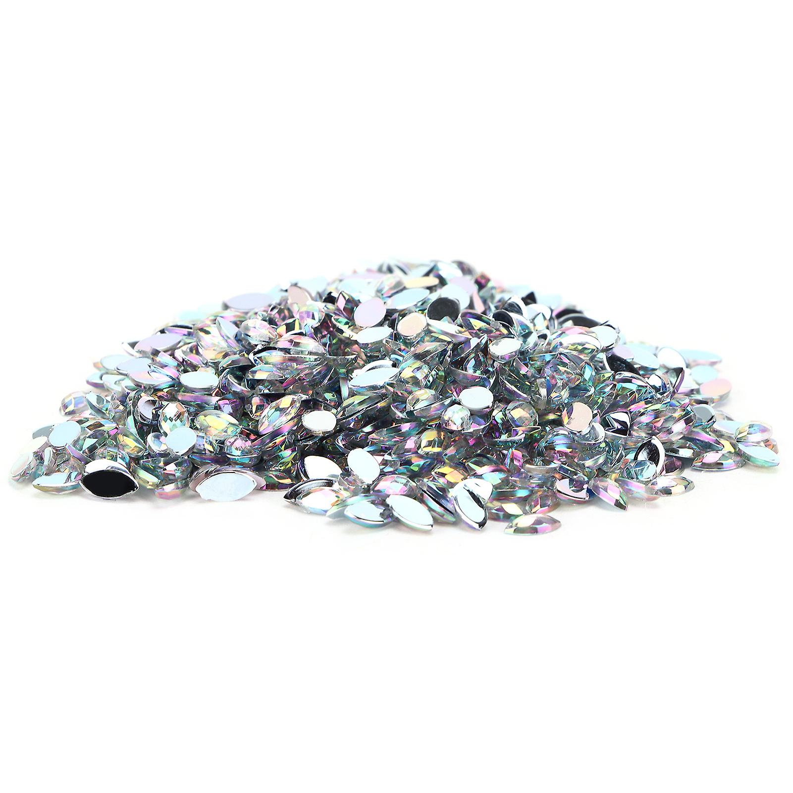 1000pcs Crafts Rhinestones Diy Horse Eye Shaped Fancy Flatback Glass Crystals Beads For Handicraft Decoration Gift01 White Ab