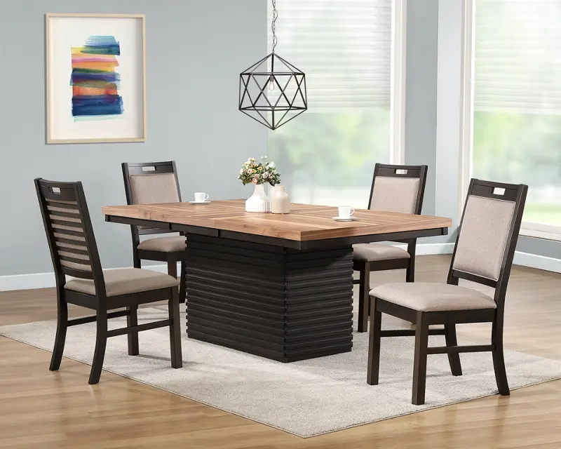 Draven Dark Brown 5 Piece Dining Room Set