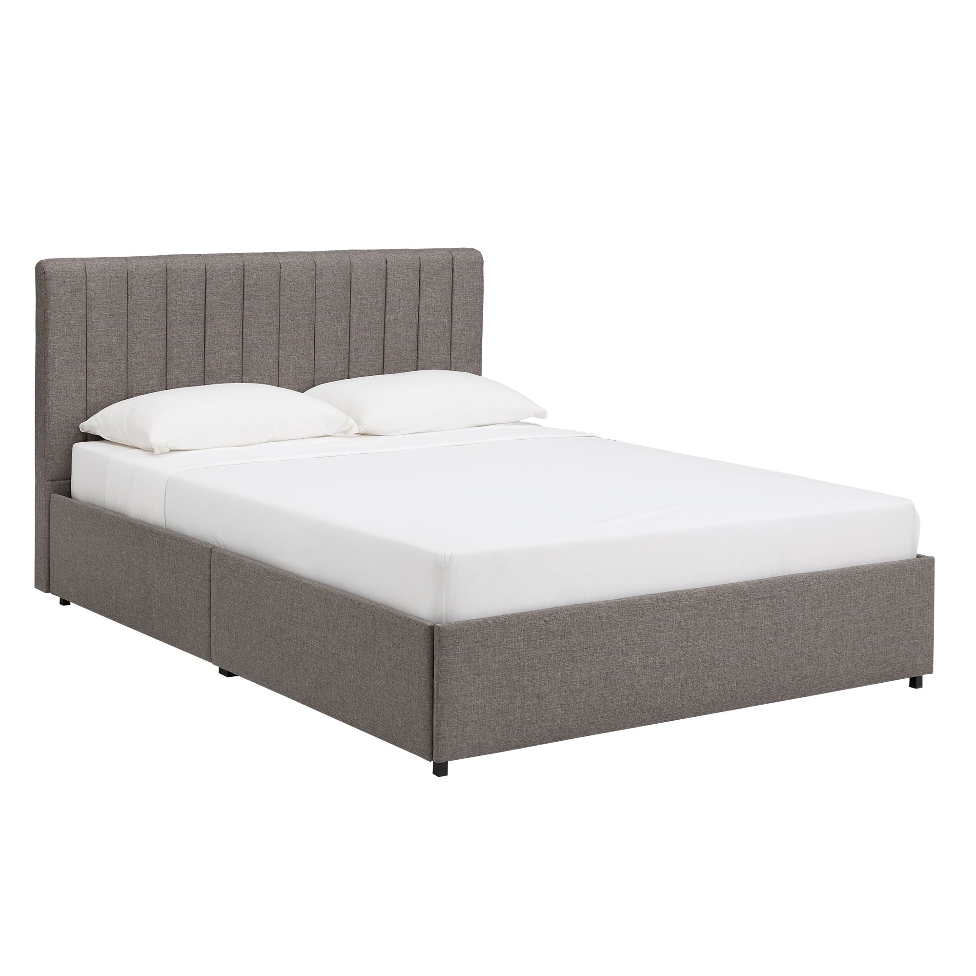 Weston Home Gaylen Channel Upholstered Linen Storage Platform Bed, Queen, Grey