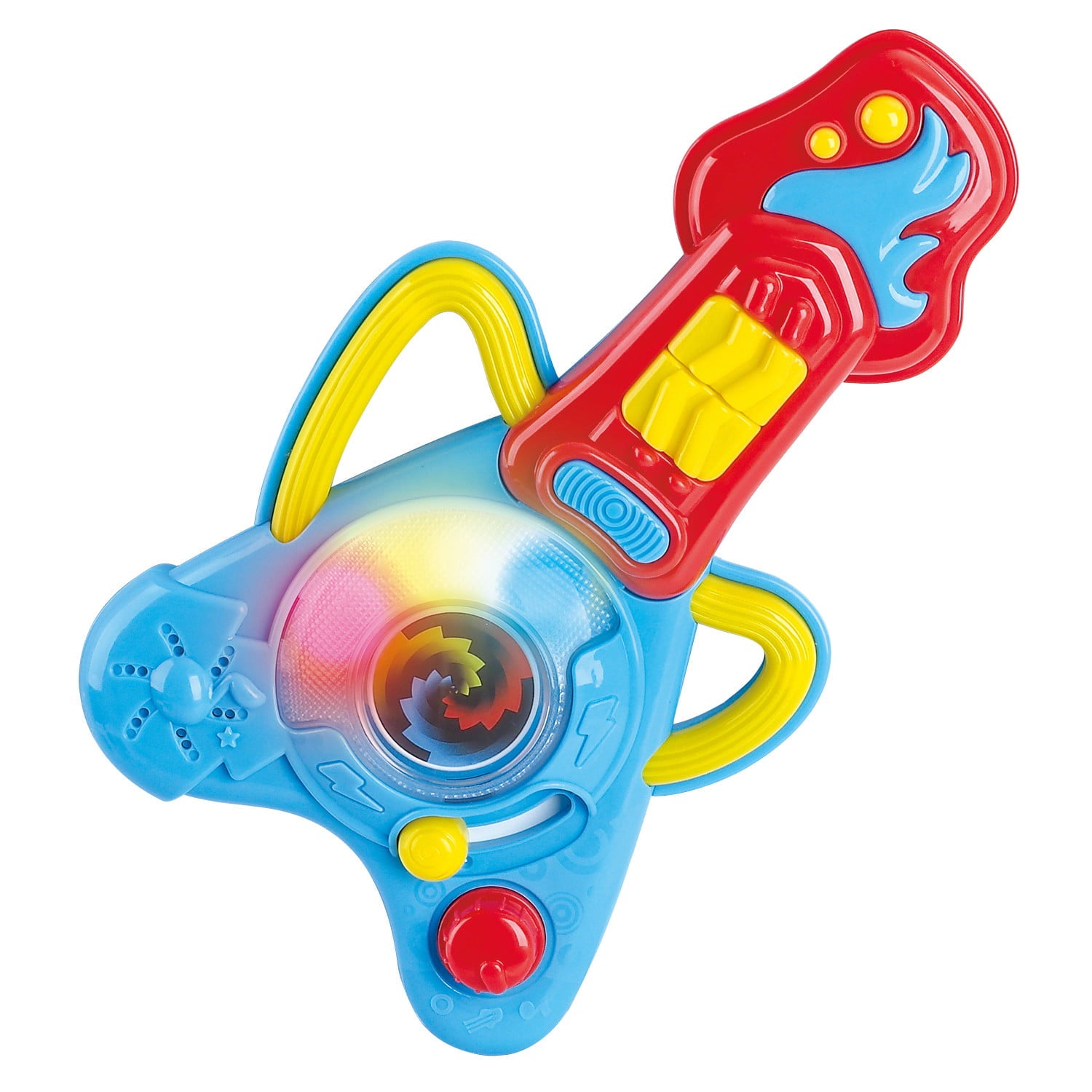 Kidoozie Rock N Glow Musical Guitar， Handheld Toy Instrument with Lights and Sounds for Toddlers 12M+