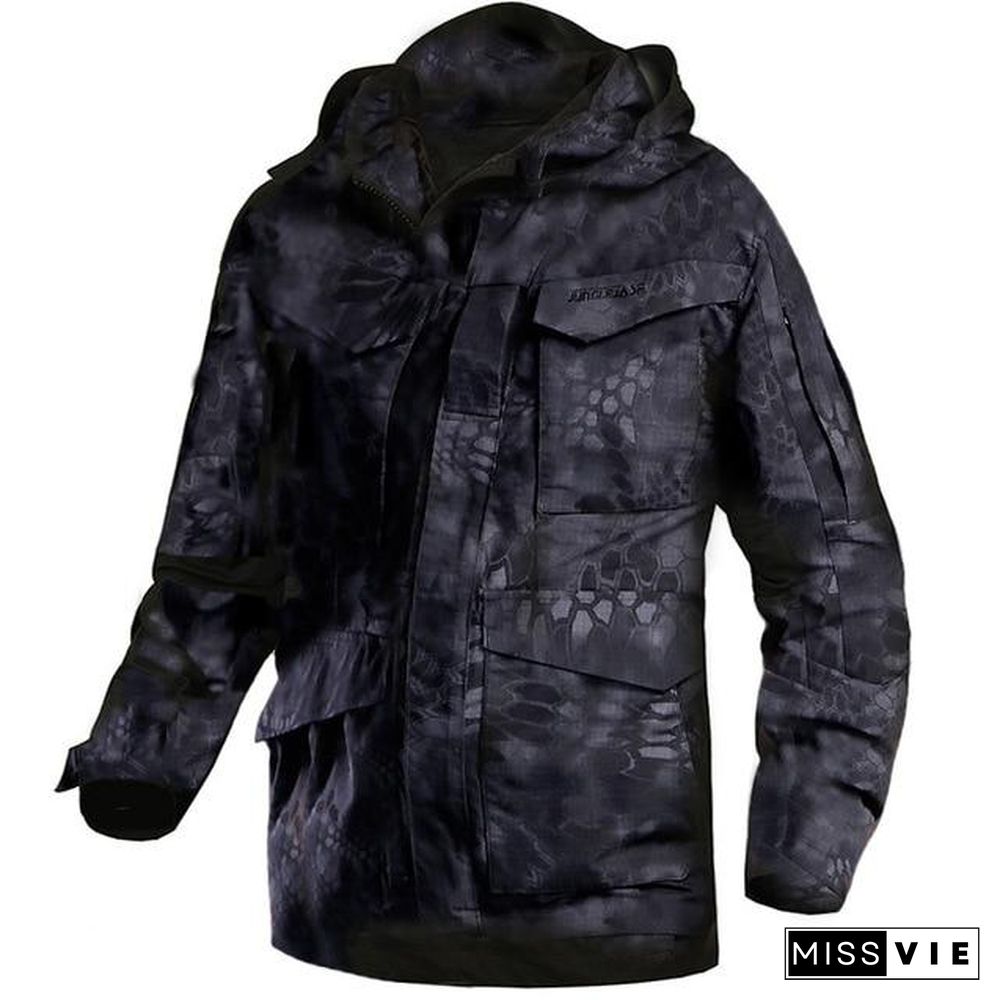 Brand Military Camouflage Male clothing US Army Tactical Men's Windbreaker Hoodie Field Jacket Outwear