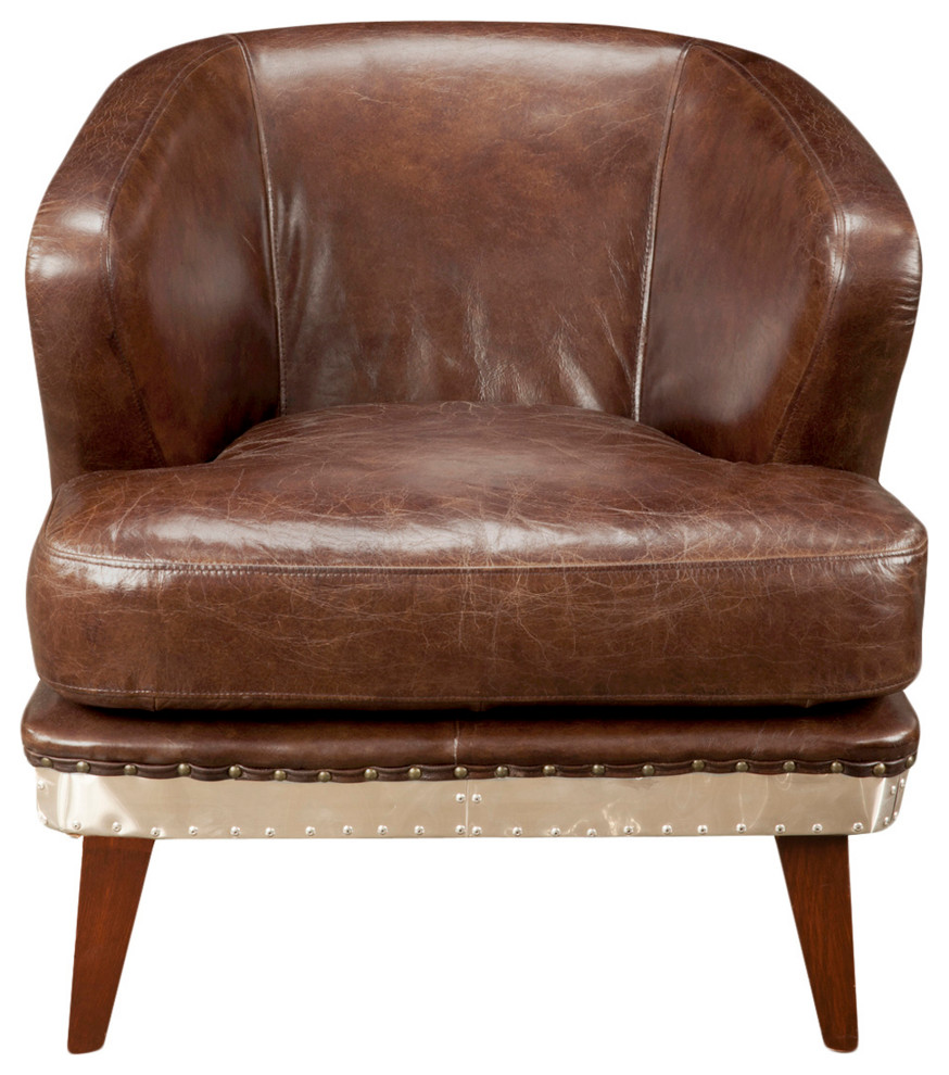 Preston Club Chair Cappuccino Brown Leather   Midcentury   Armchairs And Accent Chairs   by Moe  x27s Home Collection  Houzz