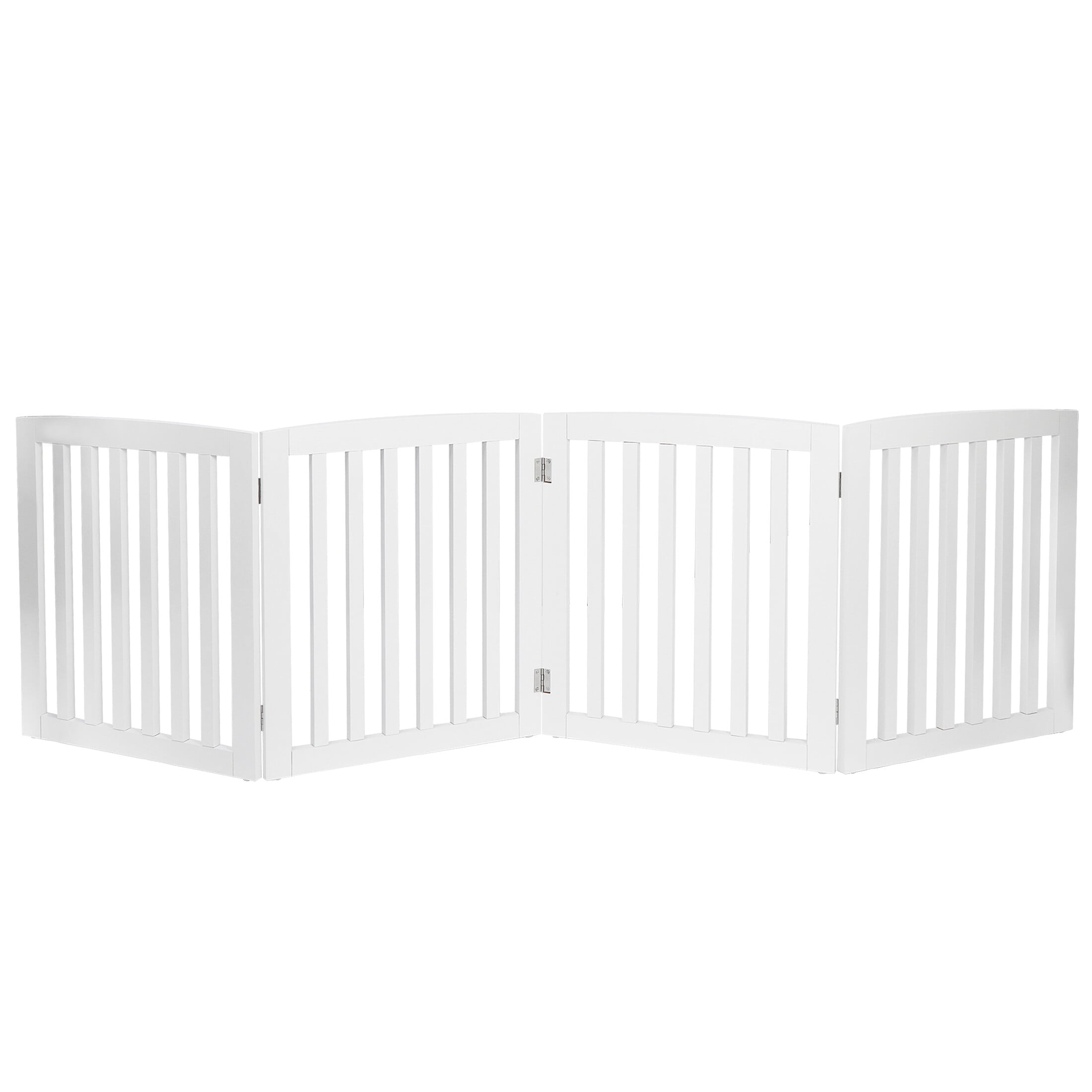 HomGarden Foldable Pet Gog Gate - 4 Panels 24'' Tall Fence for Doorways Stairs， White