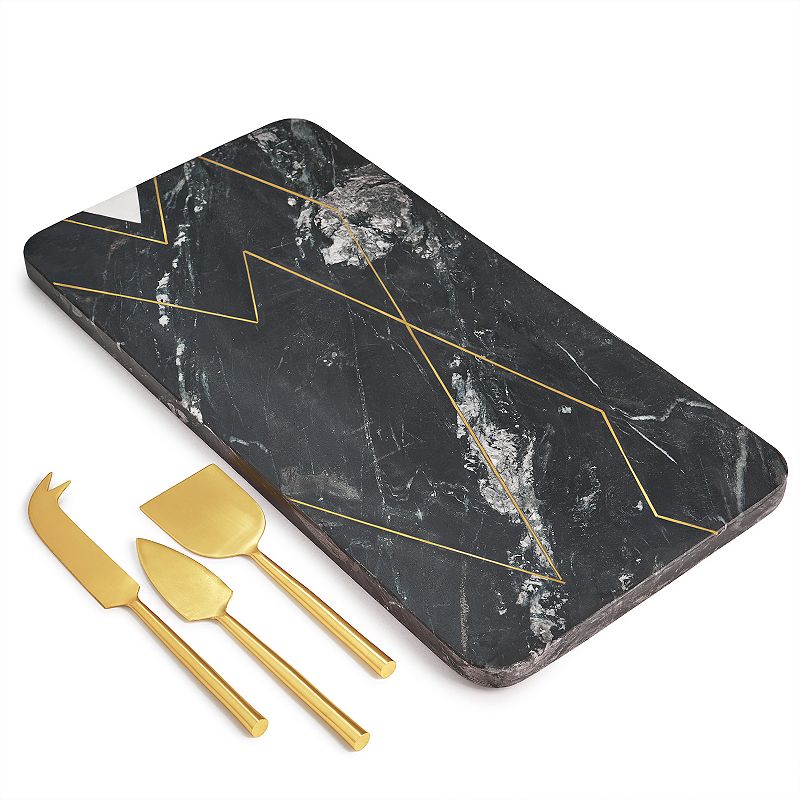 GAURI KOHLI Ambrosia Marble Serving Board With Knives