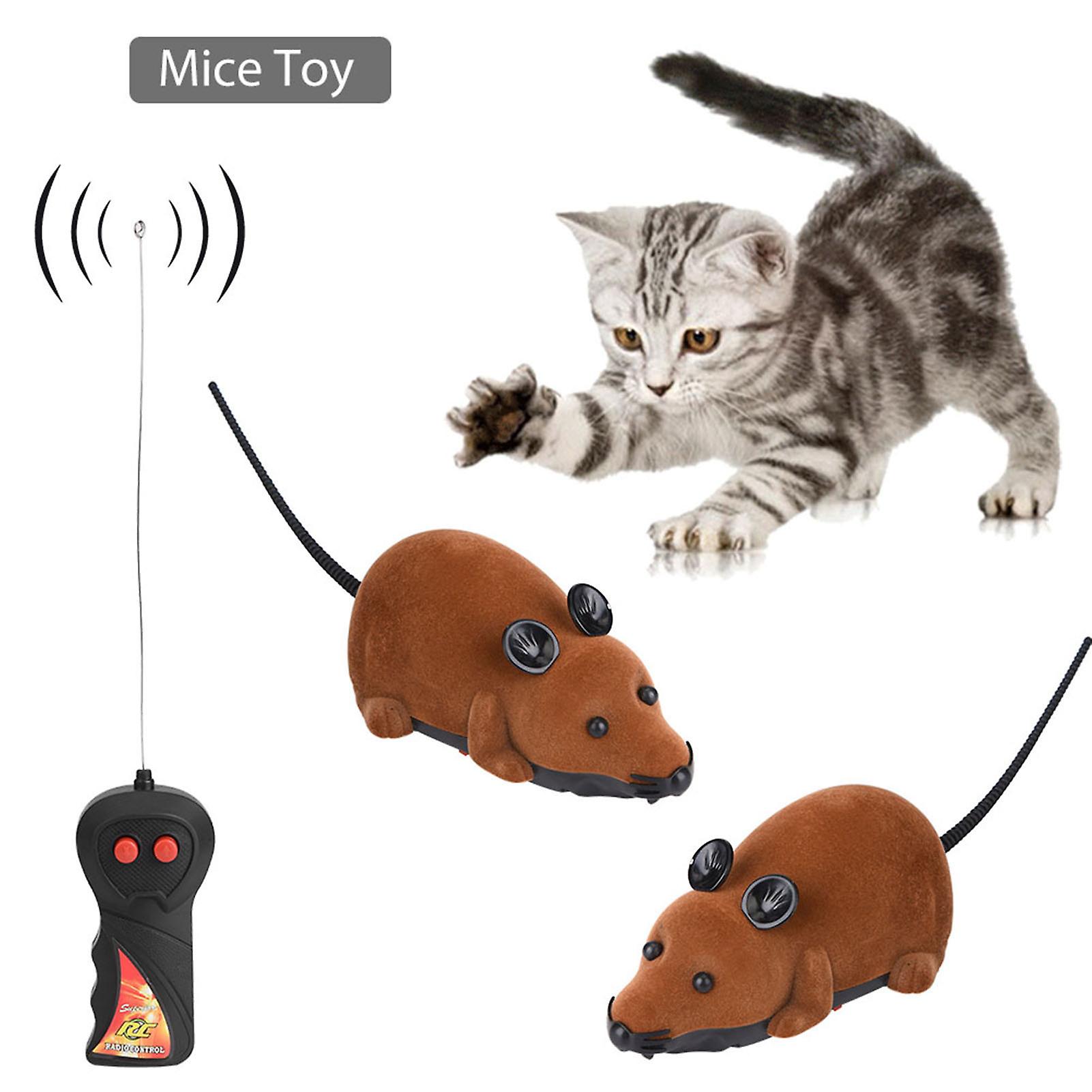 Wireless Mouse For Cat Dog Funny Rat Novelty Gift Pet Toy Remote Control Brown