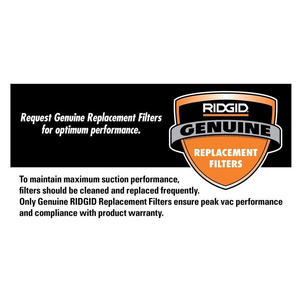 RIDGID HEPA Material Pleated Paper Filter and Wet Application Foam Filter for Most 5 Gal and Larger RIDGID WetDry Shop Vacuums VF6070