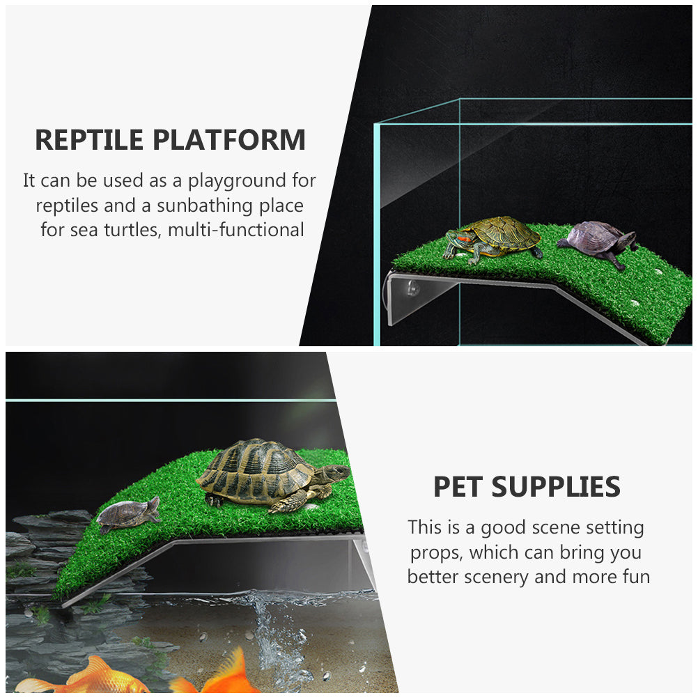 NUOLUX 2Pcs Turtle Basking Platform Pet Supplies Tortoise Resting Lawn Reptile Climbing Platform