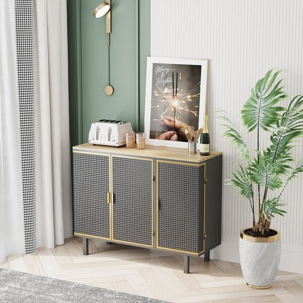 3 Doors Modern Sideboard， Freestanding Sideboard Storage Cabinet