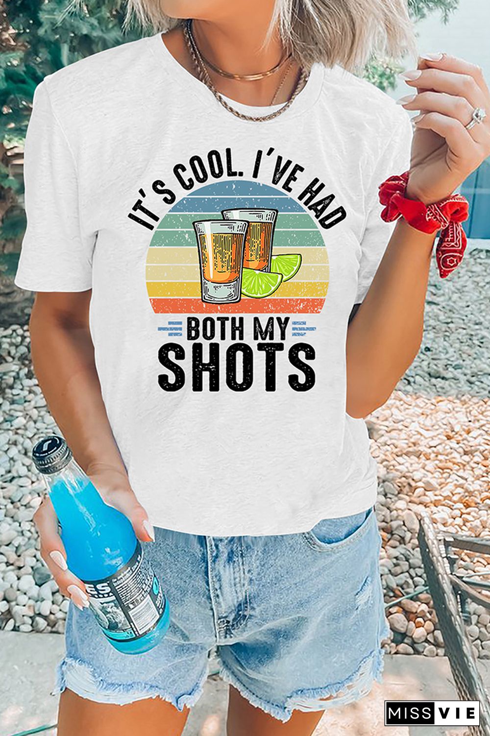 It's Cool I've Had Both My Shots Print Graphic Tees for Women Wholesale Short Sleeve T shirts Top