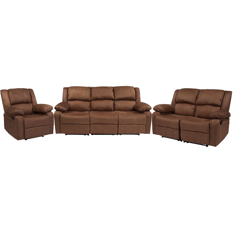 Emma and Oliver Chocolate Brown Microfiber Reclining Sofa Set