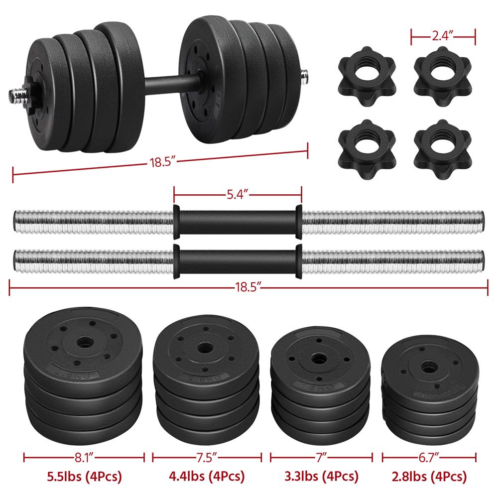 Easyfashion 30 KG/66 Lb. Adjustable Home Training Dumbbell Set， Black