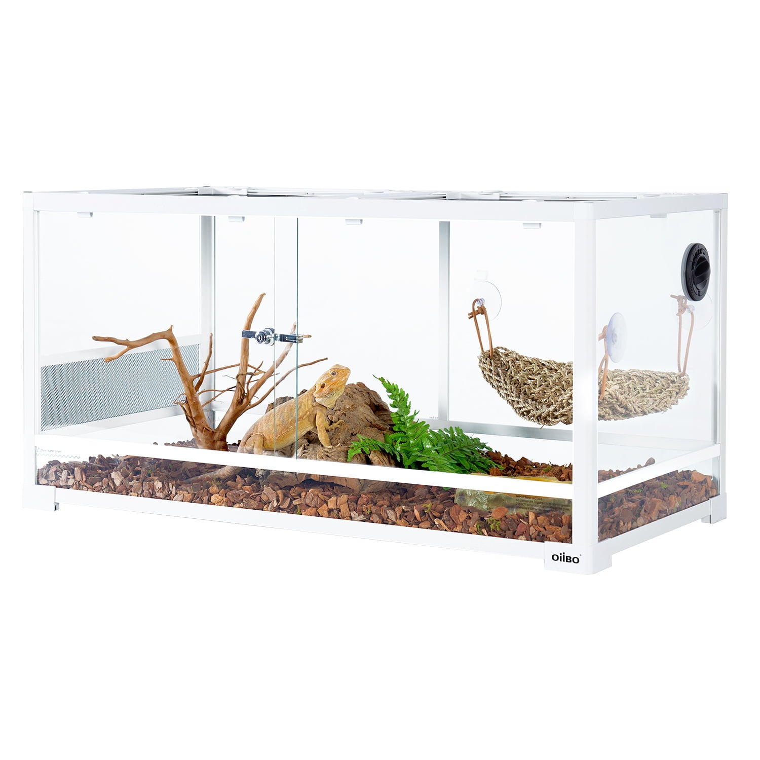 OiiBO  50 Gallon Reptile Terrarium， Knock Down Glass Reptile Habitat， Sliding Door with Metal Lock Tank， Medium Size 36