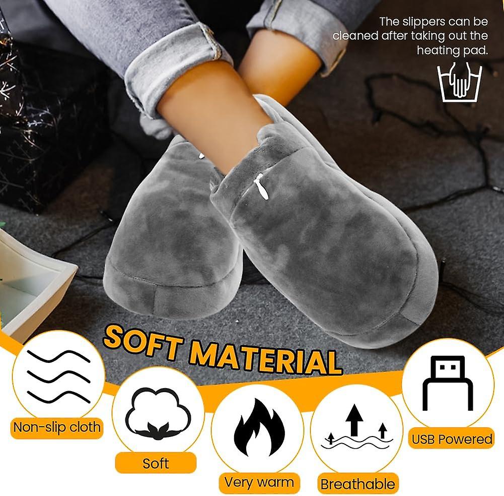 Usb Heated Slippers Rechargeable，office Winter Warming Slippers，plush Warm Electric Slipper Xmas Birthday Gifts For Men Women