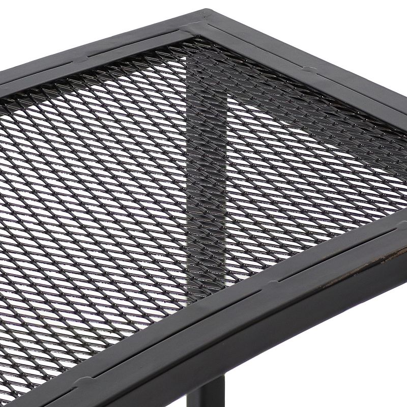 Sunnydaze Mesh Metal Patio Curved Fire Pit Bench - Black - Set of 4