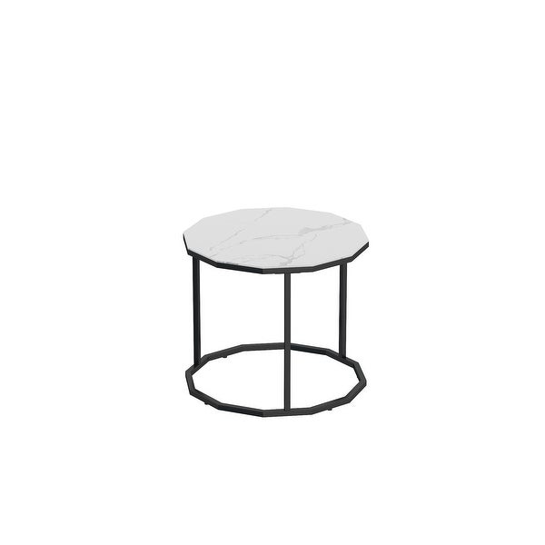 Nesting Coffee Table / End table with 12-sided Artificial Marble Top and Metal Legs