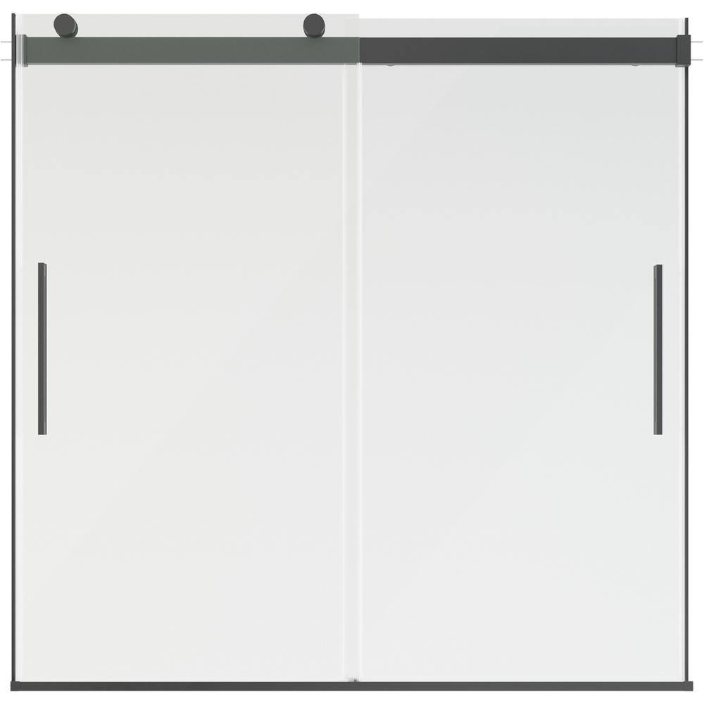 Delta Classic 500 56 in. - 60 in. W x 59 in. H Sliding Frameless Tub Door in Matte Black with Clear Glass SC5T860-MB-R