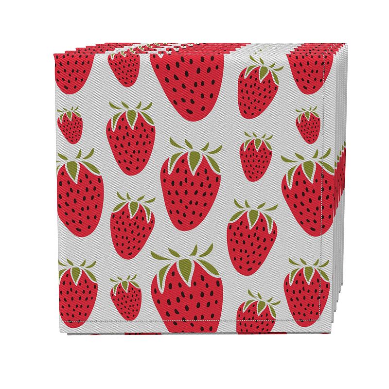 Napkin Set of 4， 100% Cotton， 20x20， Strawberry Dessert