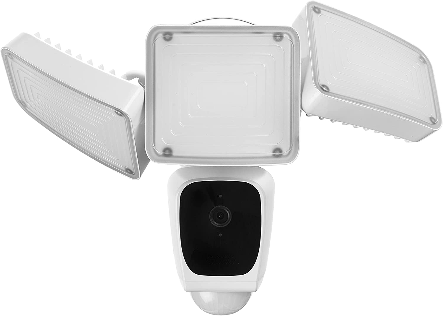 Home Zone Security Triple Head Flood Light Camera – 3500 Lumen LED + 1080P Resolution + 128GB Storage， White