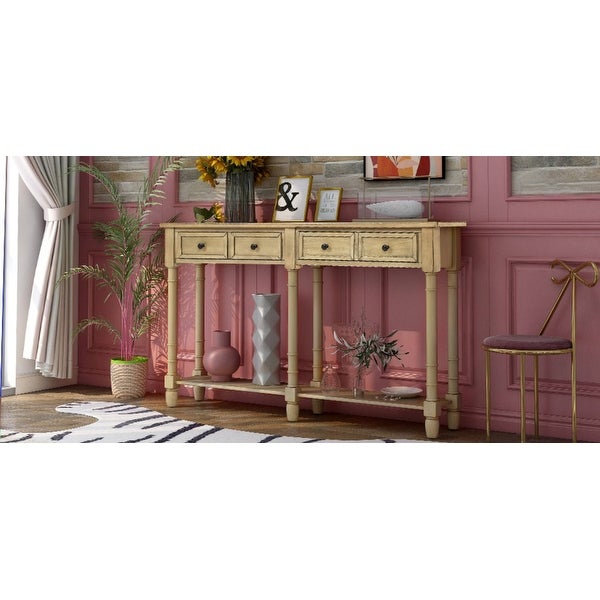 Console Table Sofa Table with Two Drawers and Bottom Shelf