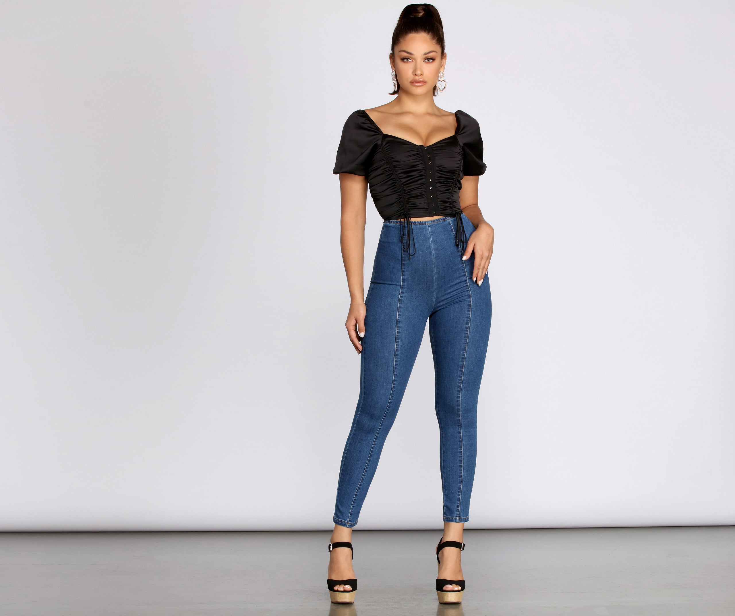 High Waist Denim Skinny Pants