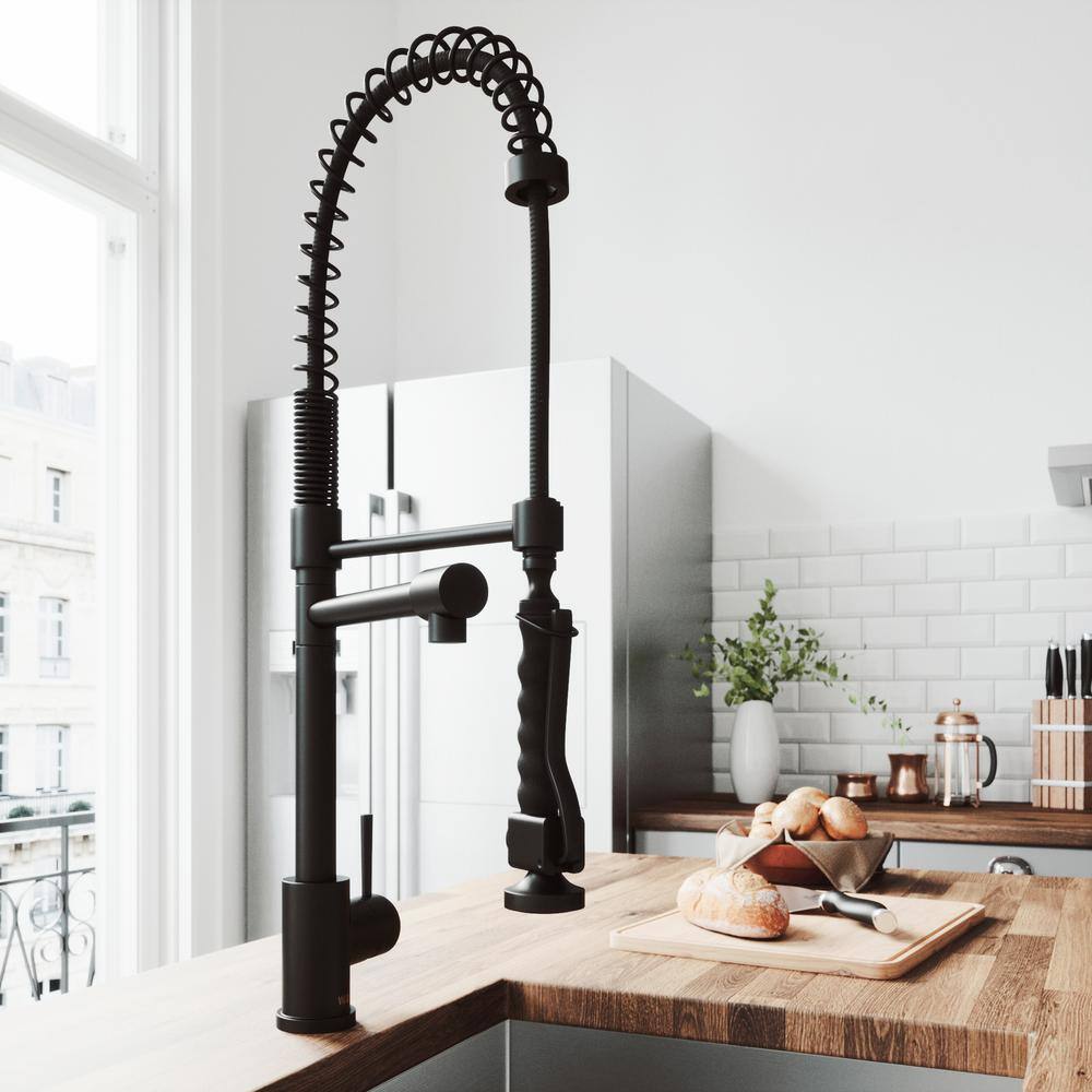 VIGO Zurich Single Handle Pull-Down Sprayer Kitchen Faucet in Matte Black VG02007MB