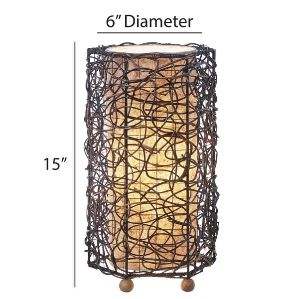 Handmade Natural Nito Table Lamp - 7 x 7 x 17