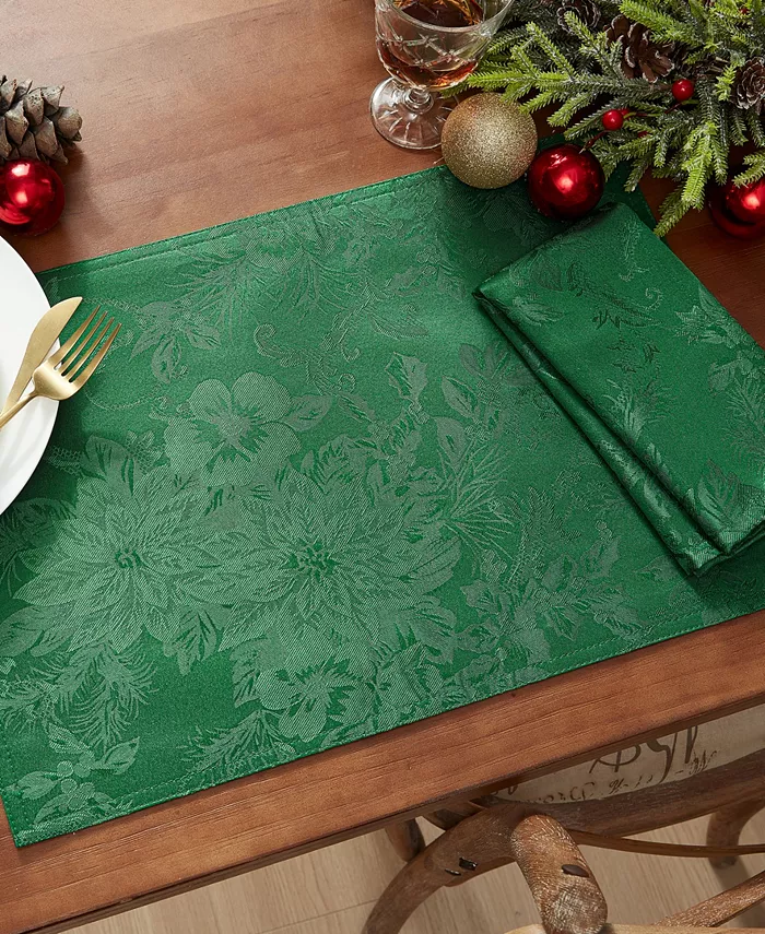 Elrene Poinsettia Elegance Damask Collection