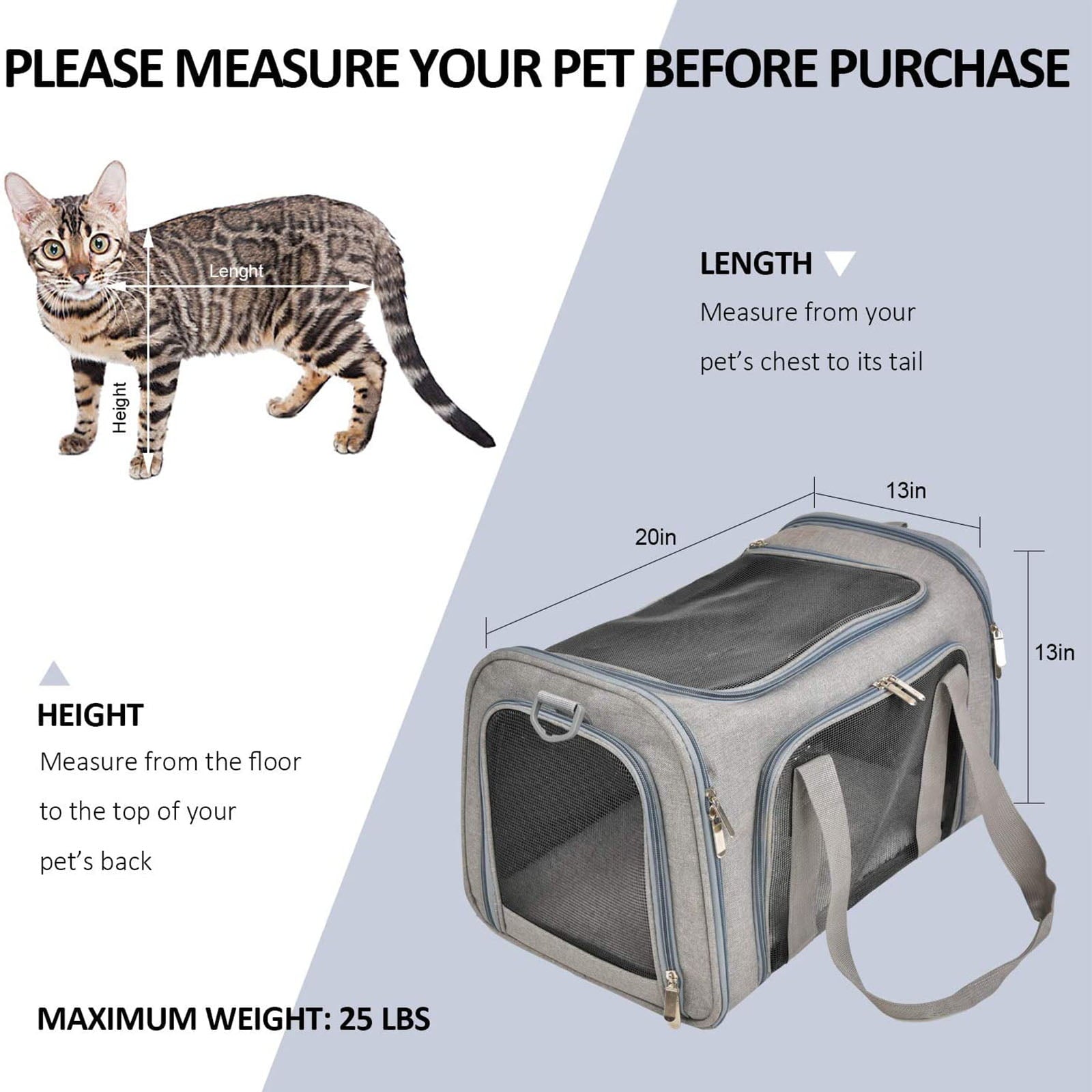 Wewdigi Pet Carrier for Cats， Dogs and Puppies， Gray， (Suitable For Daily Travel)， 22 Lbs