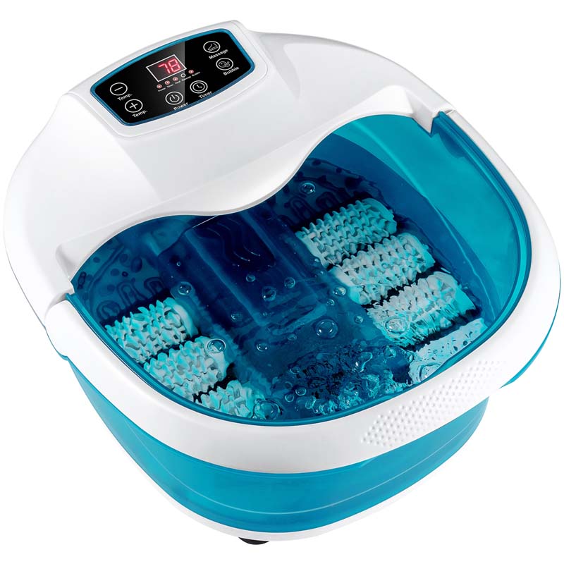 Heated Foot Spa Bath Massager with Bubbles & Rollers, Electric Foot Soaker Tub for Fatigue Release